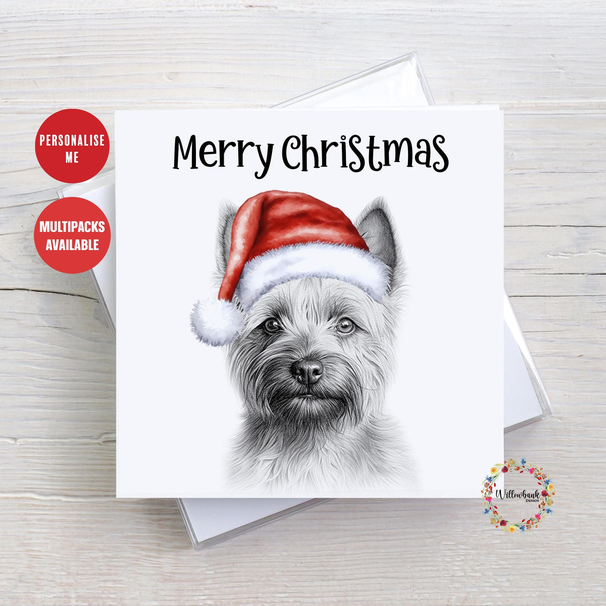 Multipack Personalised Cairn Terrier Christmas Card