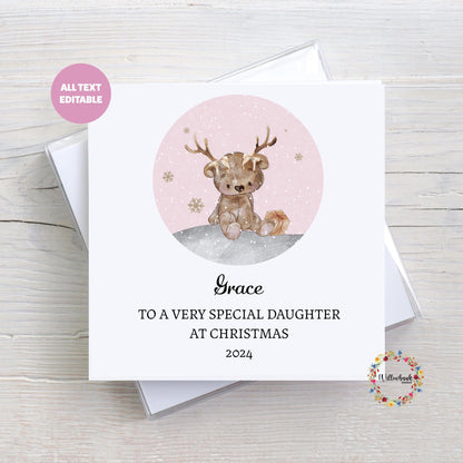 Reindeer Bear Christmas Card