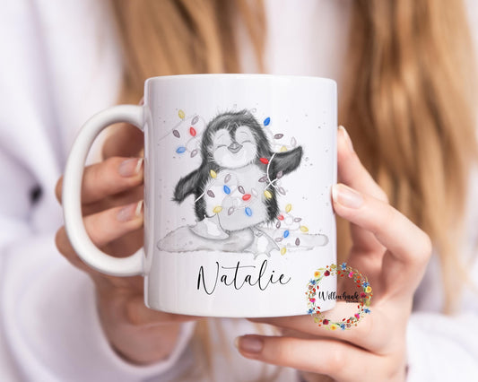 Personalised Christmas Baby Penguin Mug