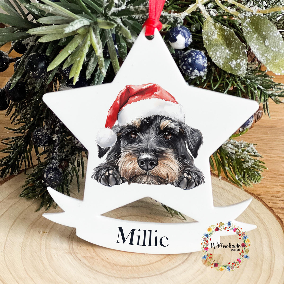 Miniature Schnauzer Christmas Tree Star Decoration