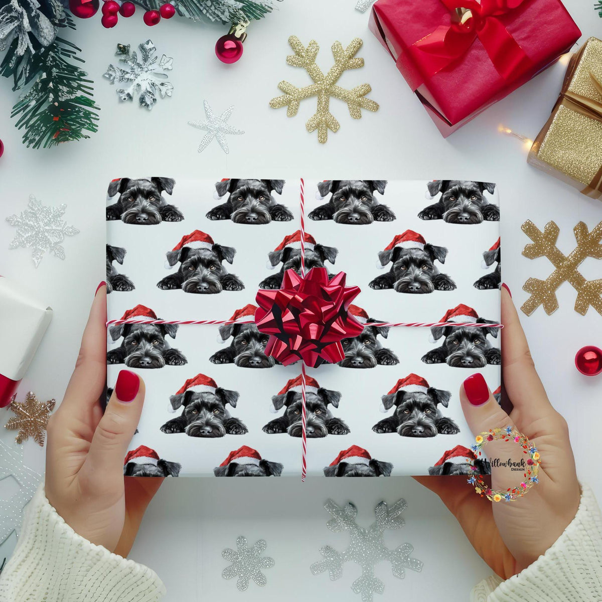 Miniature Schnauzer Christmas Wrapping Paper l Gift Wrap l Dog Xmas Paper