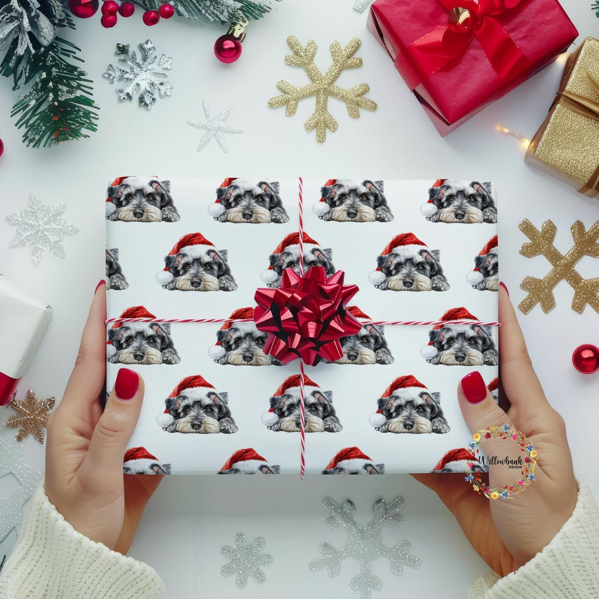 Miniature Schnauzer Christmas Wrapping Paper l Gift Wrap l Dog Xmas Paper