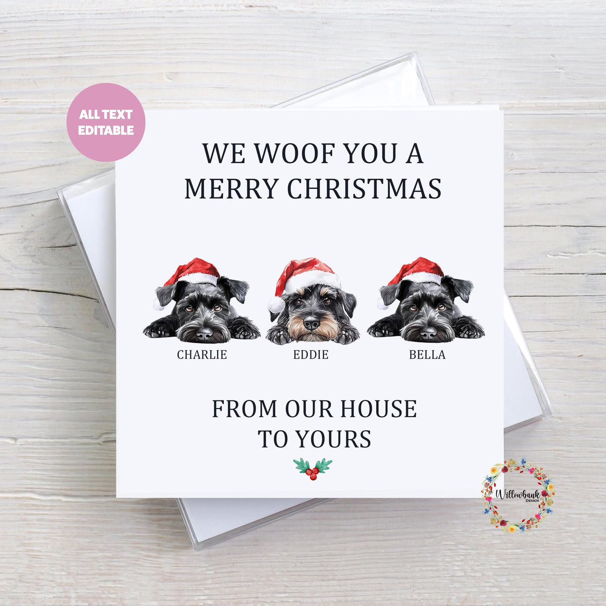 Multipack Personalised Miniature Schnauzer Christmas Card
