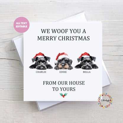 Multipack Personalised Miniature Schnauzer Christmas Card