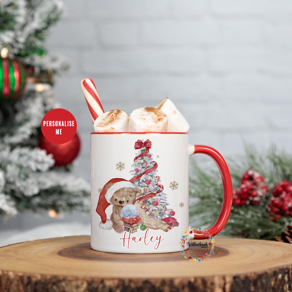 Personalised Christmas Tree Bear Mug