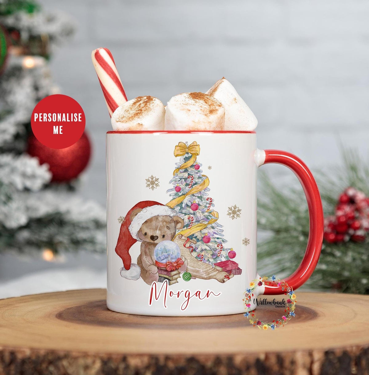 Personalised Christmas Tree Bear Mug