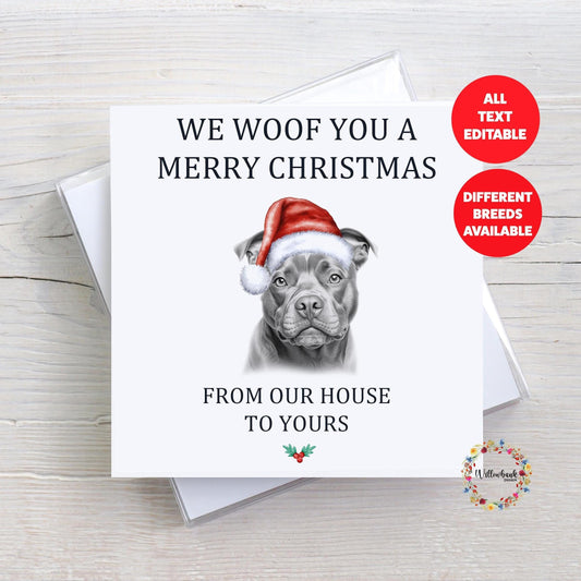 Multipack Personalised Staffy Christmas Card