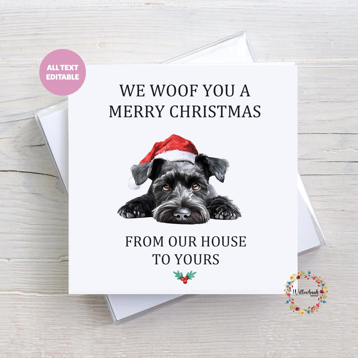 Personalised Miniature Schnauzer Christmas Card