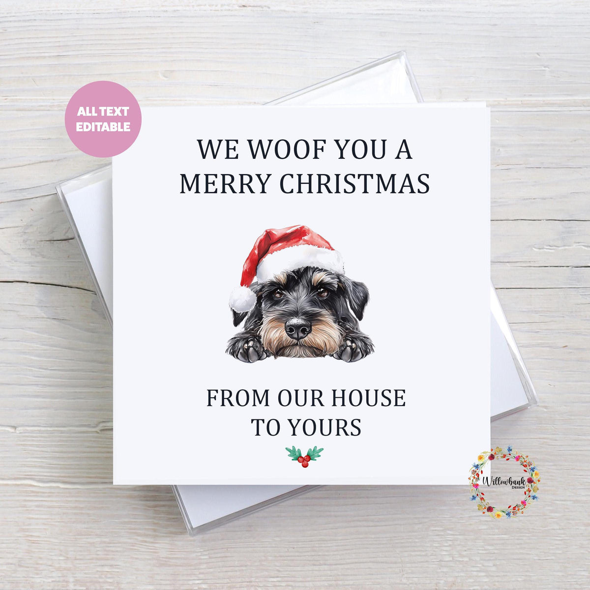 Multipack Personalised Miniature Schnauzer Christmas Card