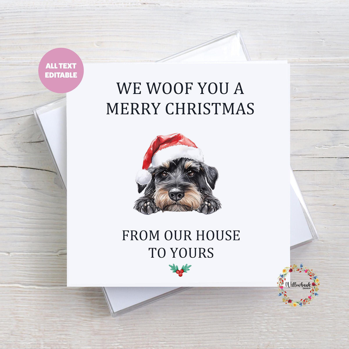 Personalised Miniature Schnauzer Christmas Card