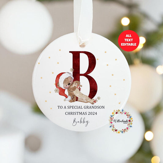 Personalised Santa Claus Bear Christmas Tree Decoration