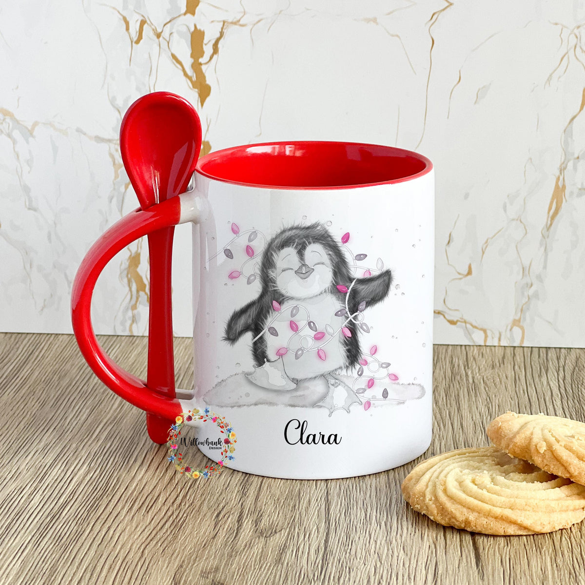 Personalised Christmas Penguin Mug