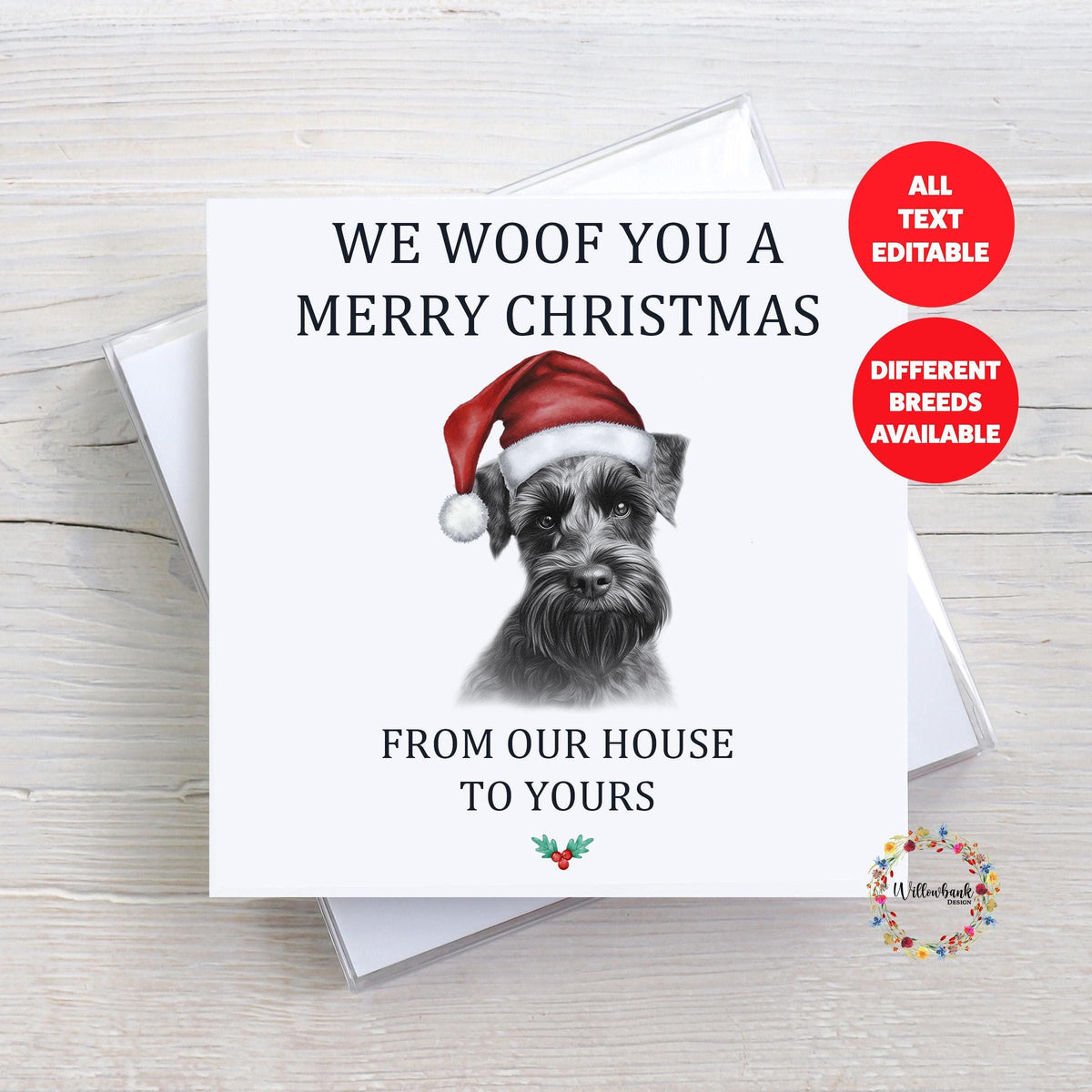Multipack Sketchy Miniature Schnauzer Christmas Card