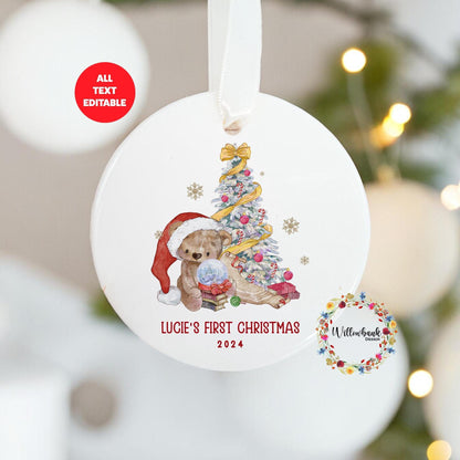 Personalised Christmas Tree Santa Claus Bear Decoration