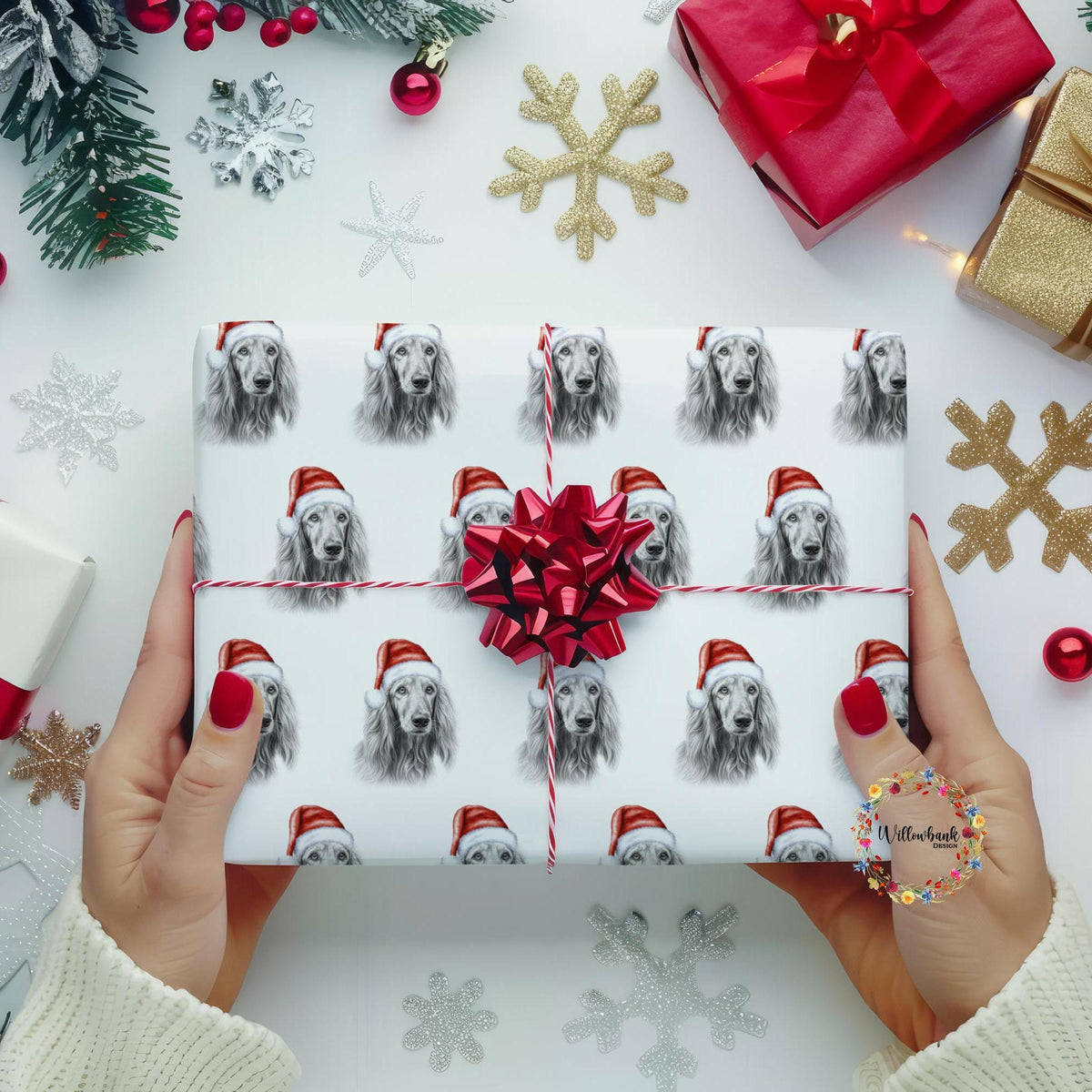 Afghan Hound Christmas Wrapping Paper l Gift Wrap l Dog Xmas Paper
