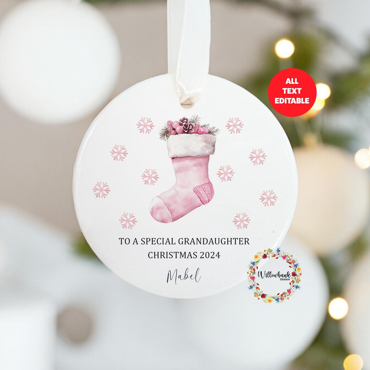 Personalised Christmas Stocking Tree Decoration
