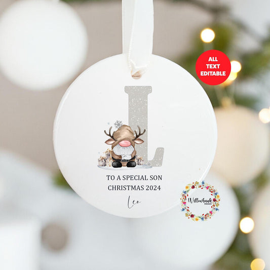 Personalised Reindeer Gonk Christmas Tree Decoration