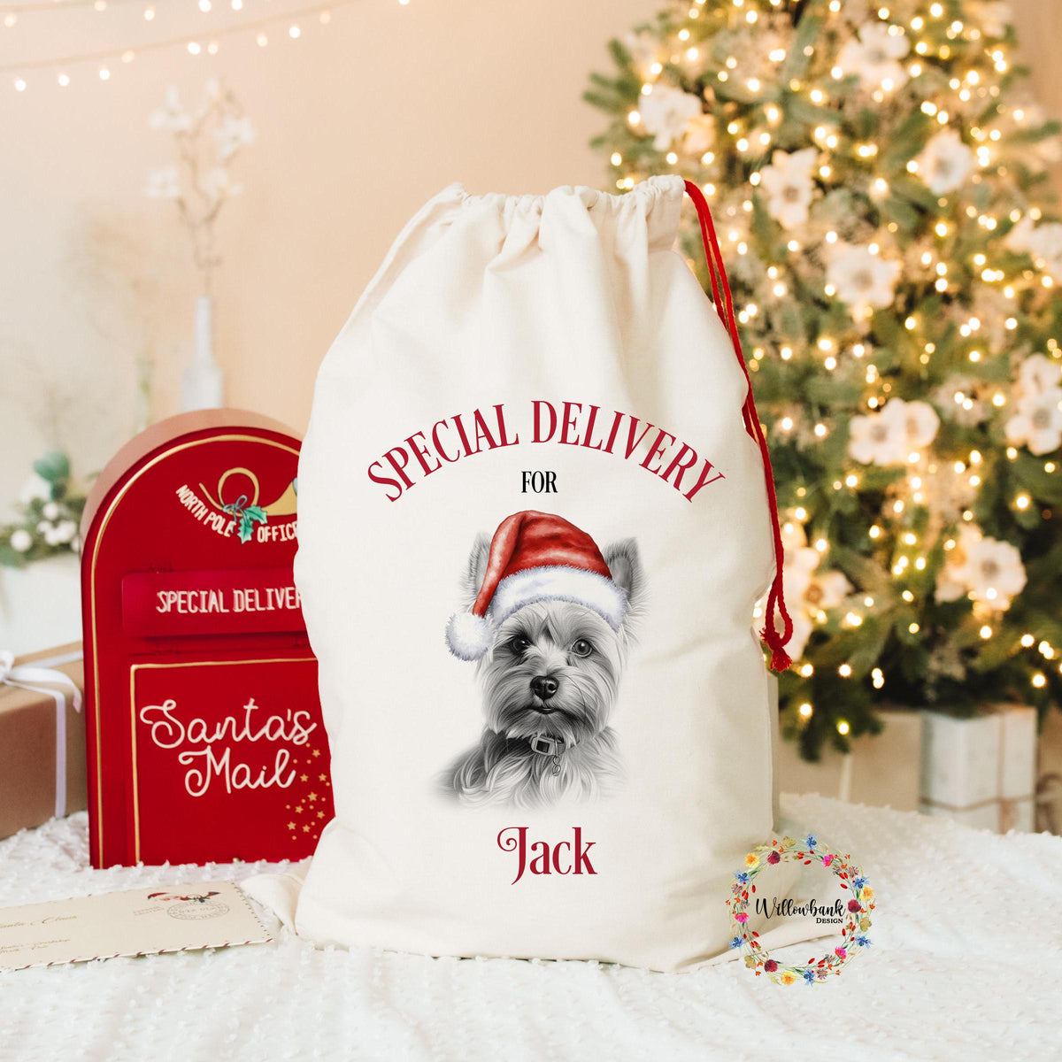 Yorkshire Terrier Christmas Santa Sack