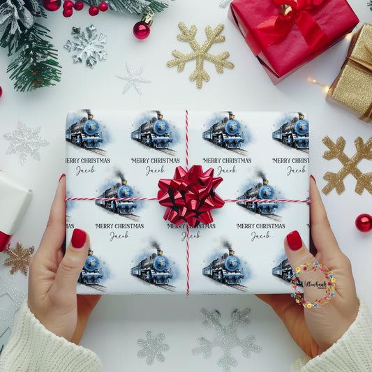 Personalised Christmas Train Wrapping Paper l North Pole Express l Gift Wrap