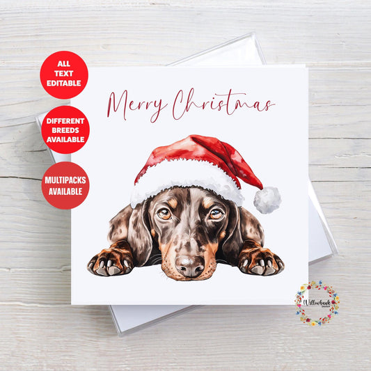 Dachshund Christmas Card l Dog Lover Festive Card l Santa Dogs