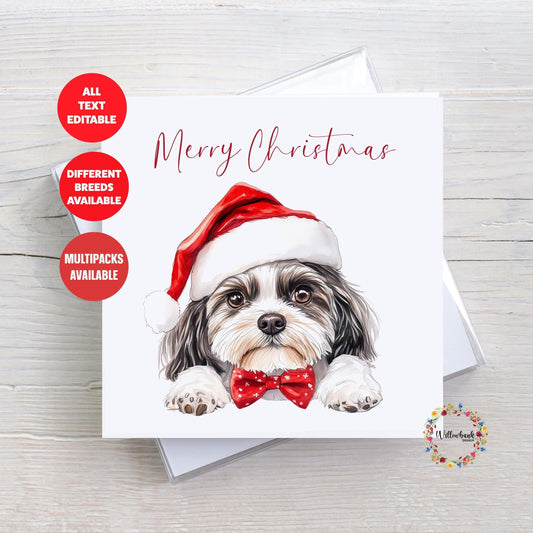 Havanese Christmas Card l Dog Lover Festive Card l Santa Dogs