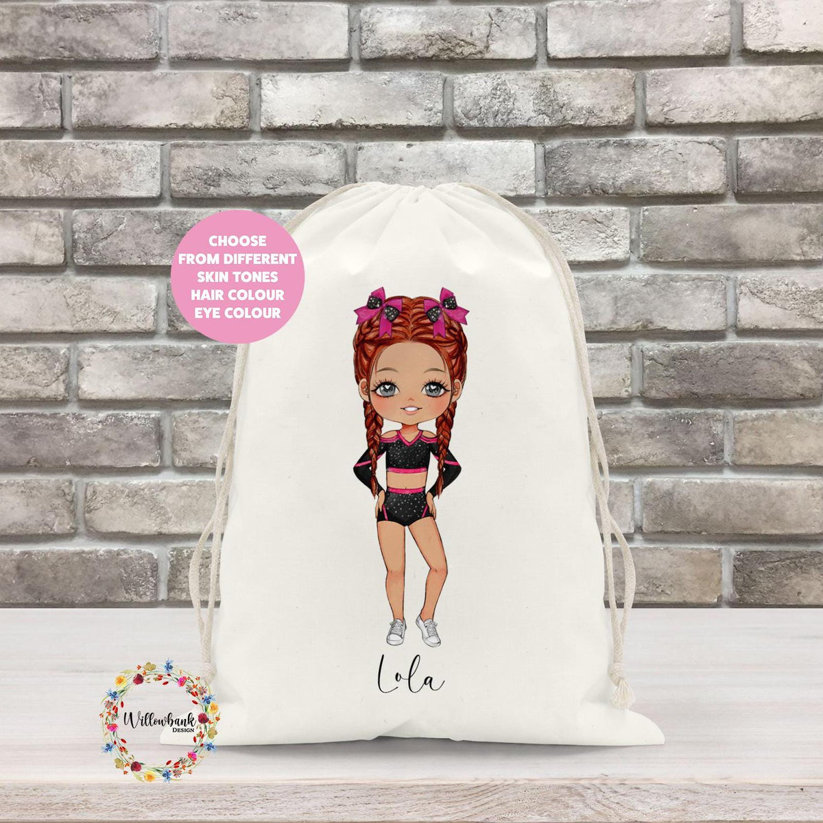 Personalised Cheerleader Drawstring Bag l Gymnastics l Dance Bag