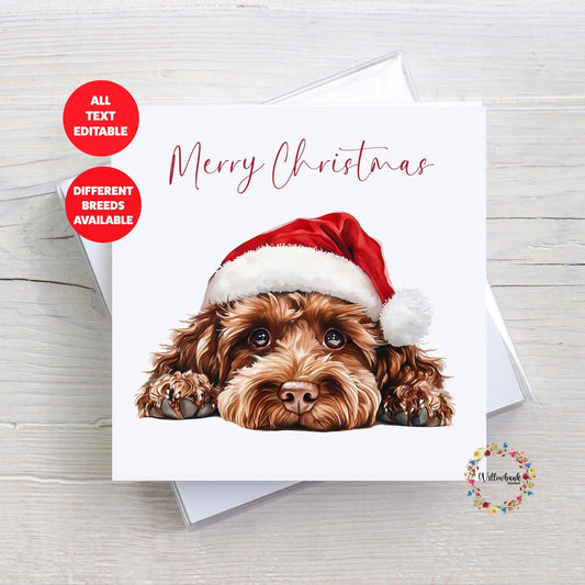 Personalised Cavapoo Christmas Card l Dog Lover Festive Card l Santa Dogs