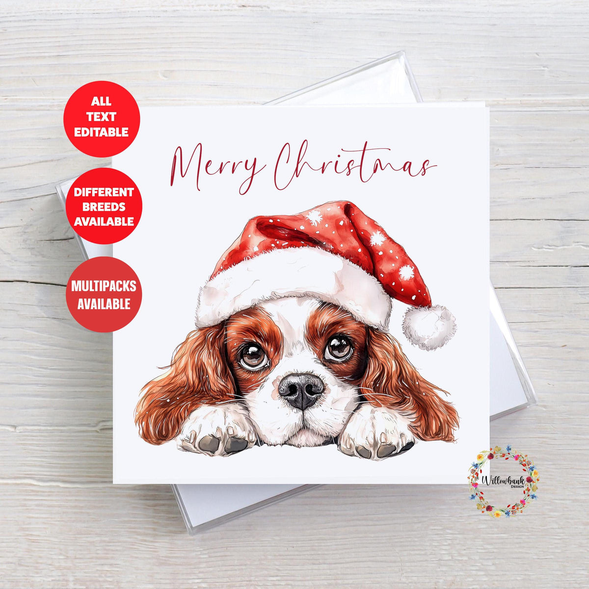 Personalised King Charles Spaniel Christmas Card l Dog Lover Festive Card
