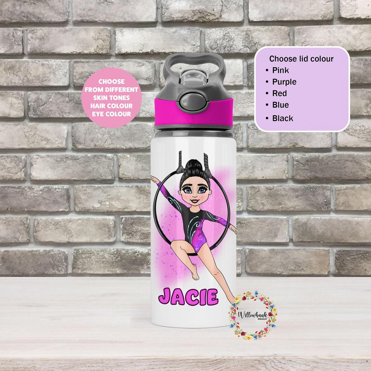 Personalised Gymnastics Water Bottle l Gymnast Drinkware l Schoo