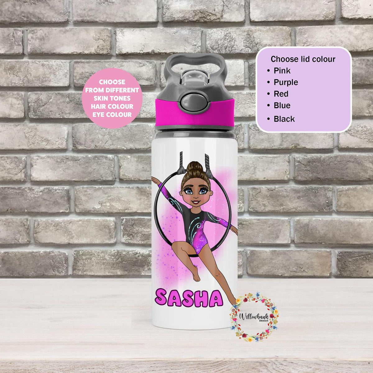 Personalised Gymnastics Water Bottle l Gymnast Drinkware l Schoo
