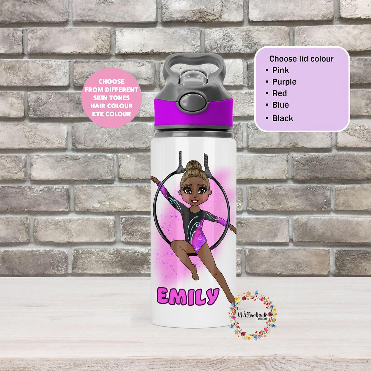 Personalised Gymnastics Water Bottle l Gymnast Drinkware l Schoo