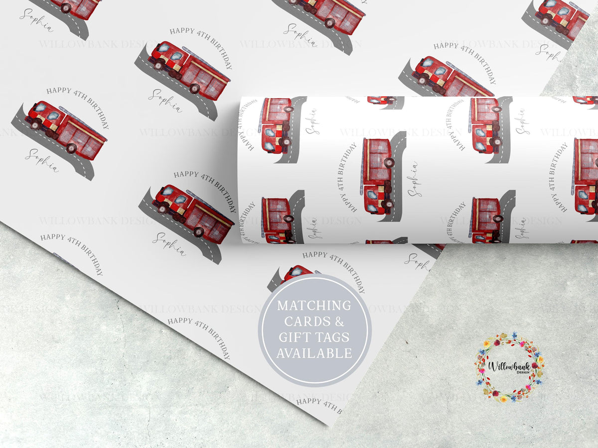 Personalised Fire Engine Wrapping Paper l Emergency Vehicles