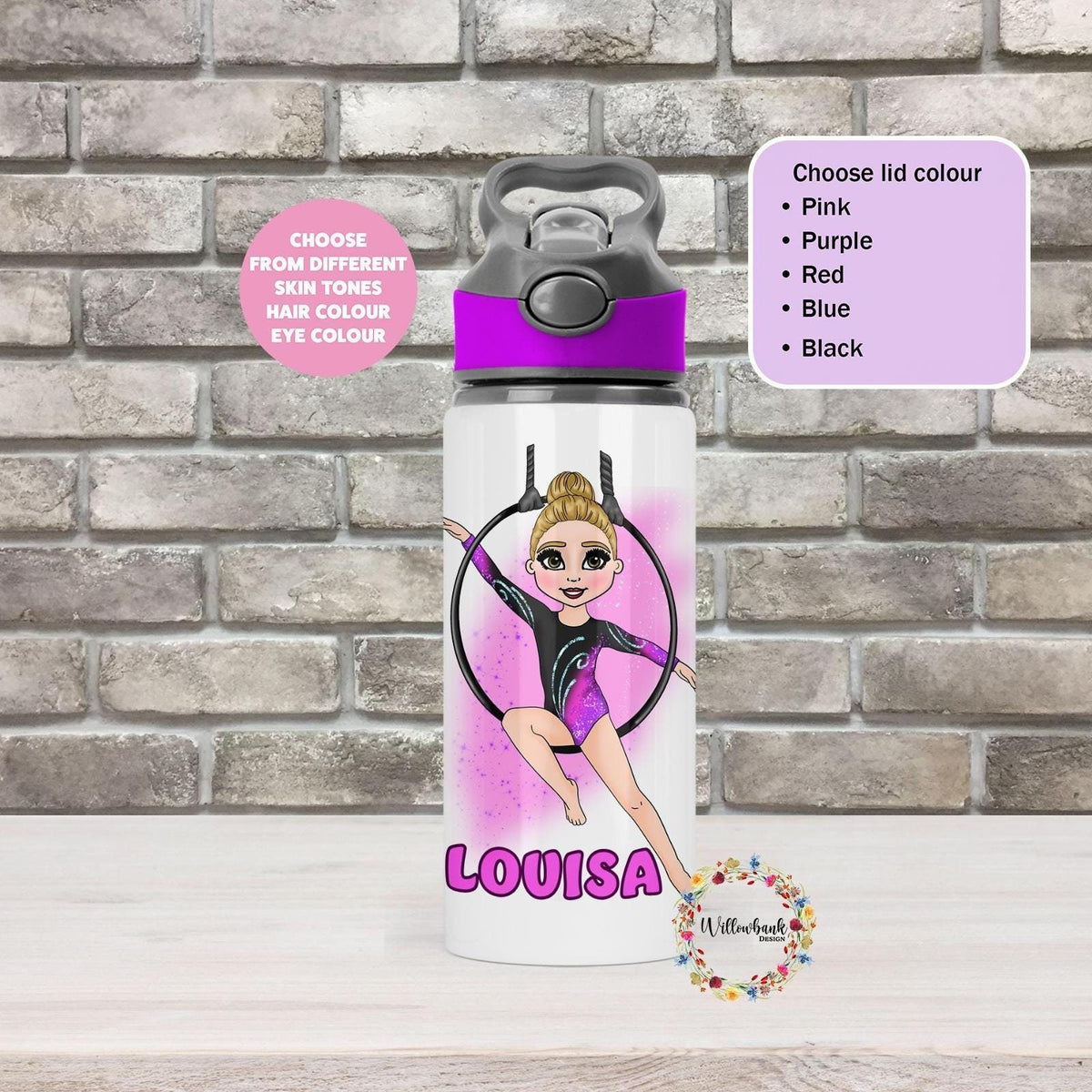 Personalised Gymnastics Water Bottle l Gymnast Drinkware l Schoo