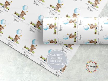 Personalised Teddy Bear Balloon Wrapping Paper