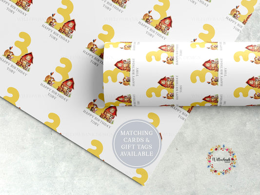 Personalised Farmyard Wrapping Paper l Custom Gift Wrap