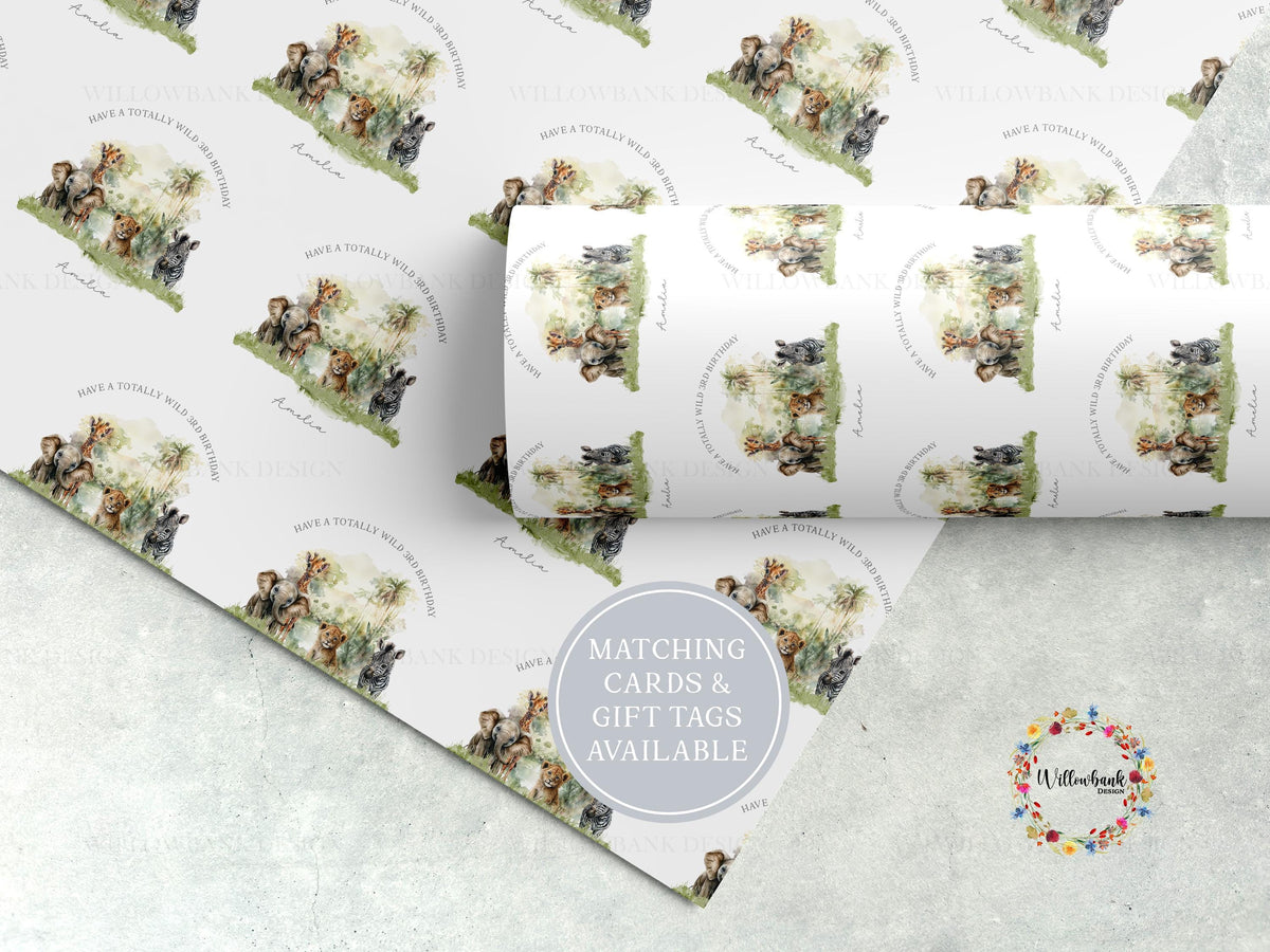 Personalised Safari Animal Wrapping Paper