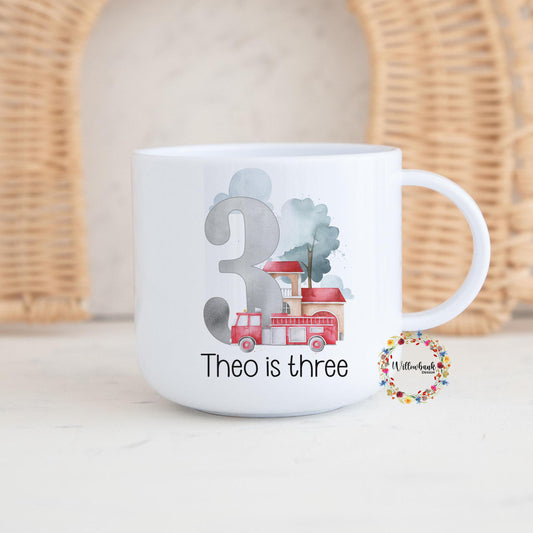 Children's Fire Engine Personalised Kids Unbreakable 6oz Mug l Gift For Child l Emergency Services l Emergency Vehicles l Toddler Cup