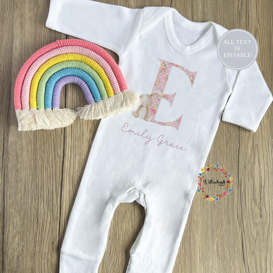Personalised Bunny Rabbit Baby Onesie l Romper Bodysuit l New Baby Gift l Baby Shower l Unisex l Baby Boy l Baby Girl l Babygrow