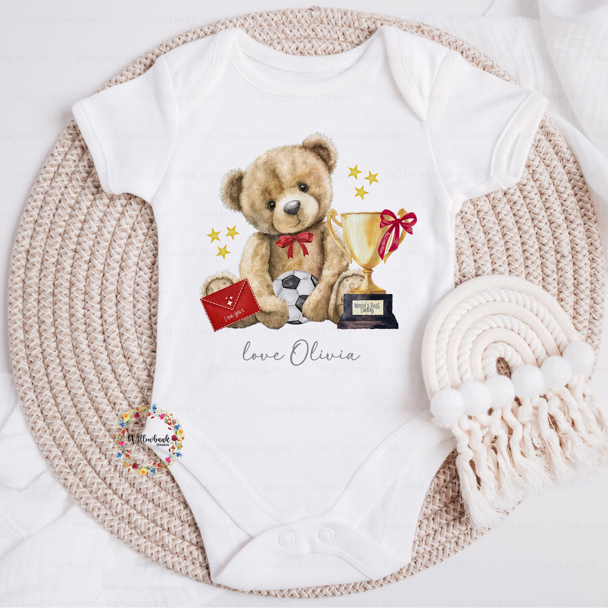 Personalised Happy Father's Day Baby Grow l Teddy Bear l Baby Vest l Baby's First Father's Day l Dadda l Dada l 1st Father's Day l Onesie