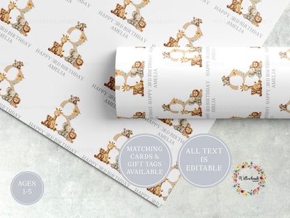 Safari Theme Wrapping Paper l Personalised Custom Gift Wrap