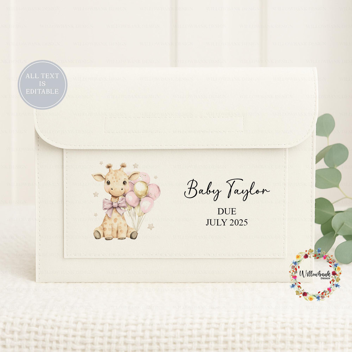 Personalised Baby Maternity Notes Folder l Pregnancy Documents Holder l New Mum Gift l Baby Giraffe