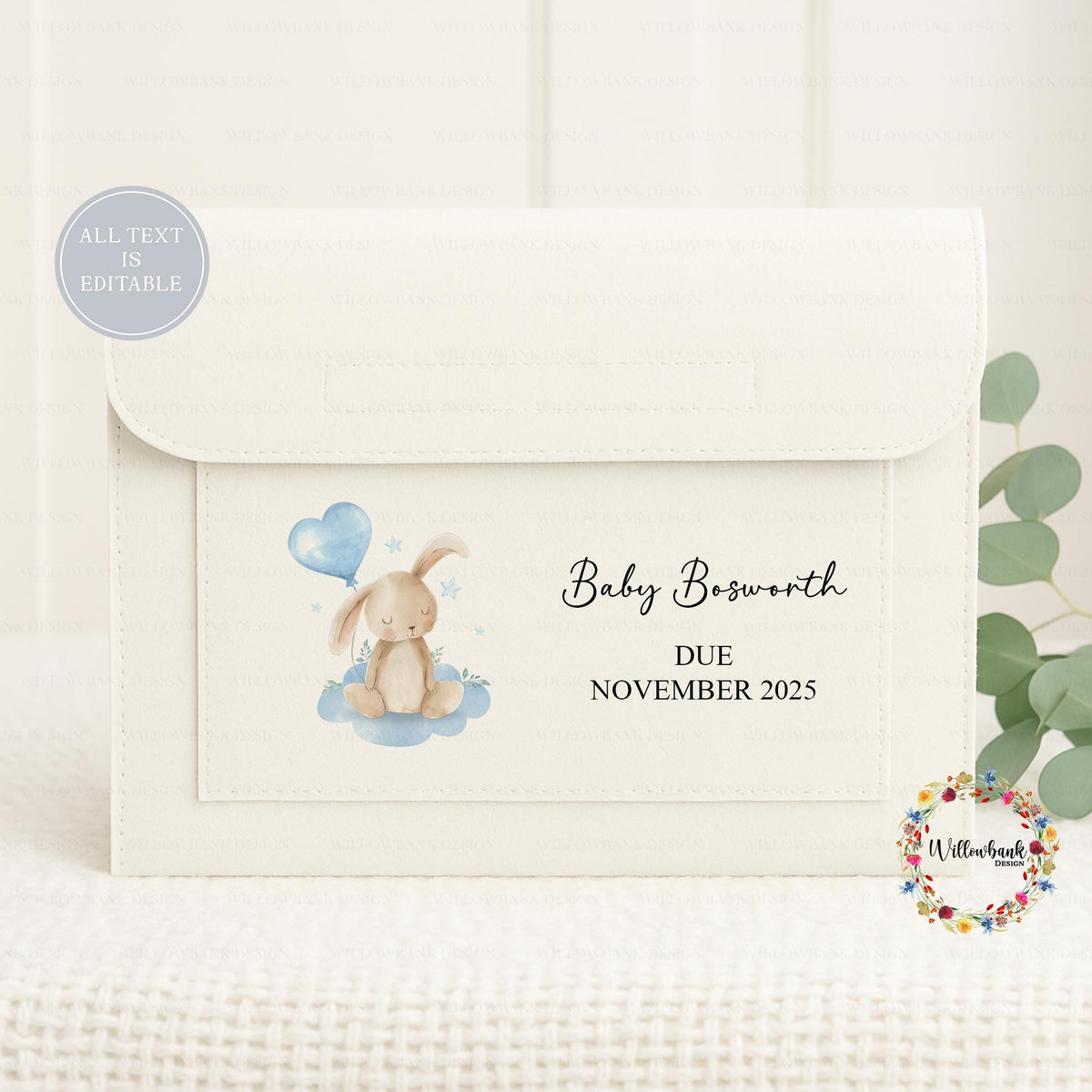 Personalised Baby Maternity Notes Folder l Pregnancy Documents Holder l New Mum Gift l Baby Bunny Rabbit