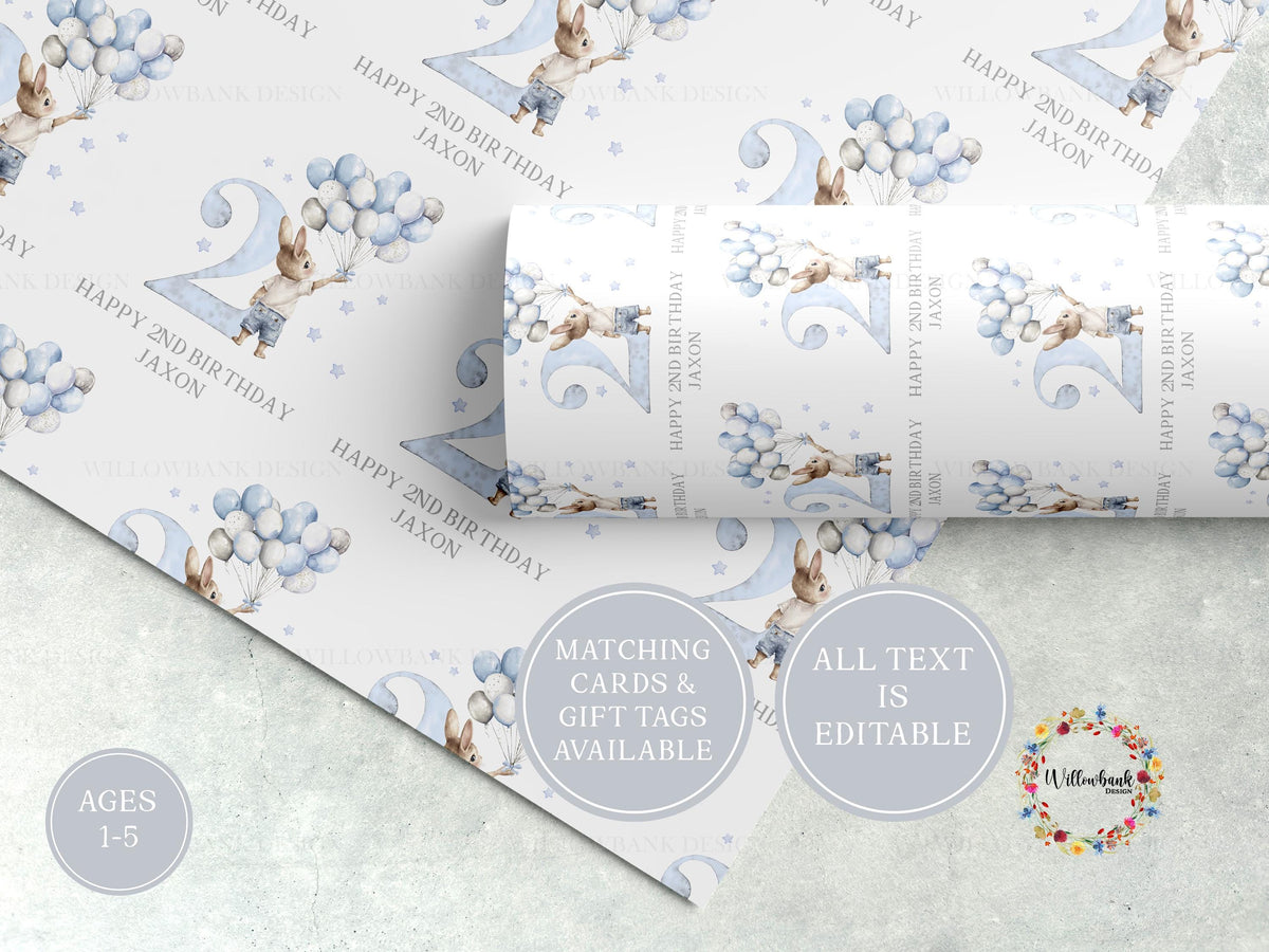 Bunny Birthday Wrapping Paper l Custom Gift Wrap
