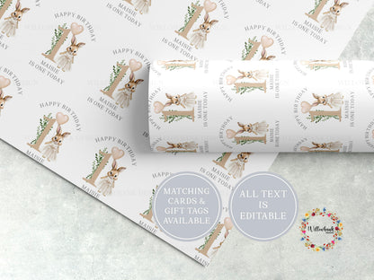 Bunny Rabbit Birthday Wrapping Paper l Custom Gift Wrap