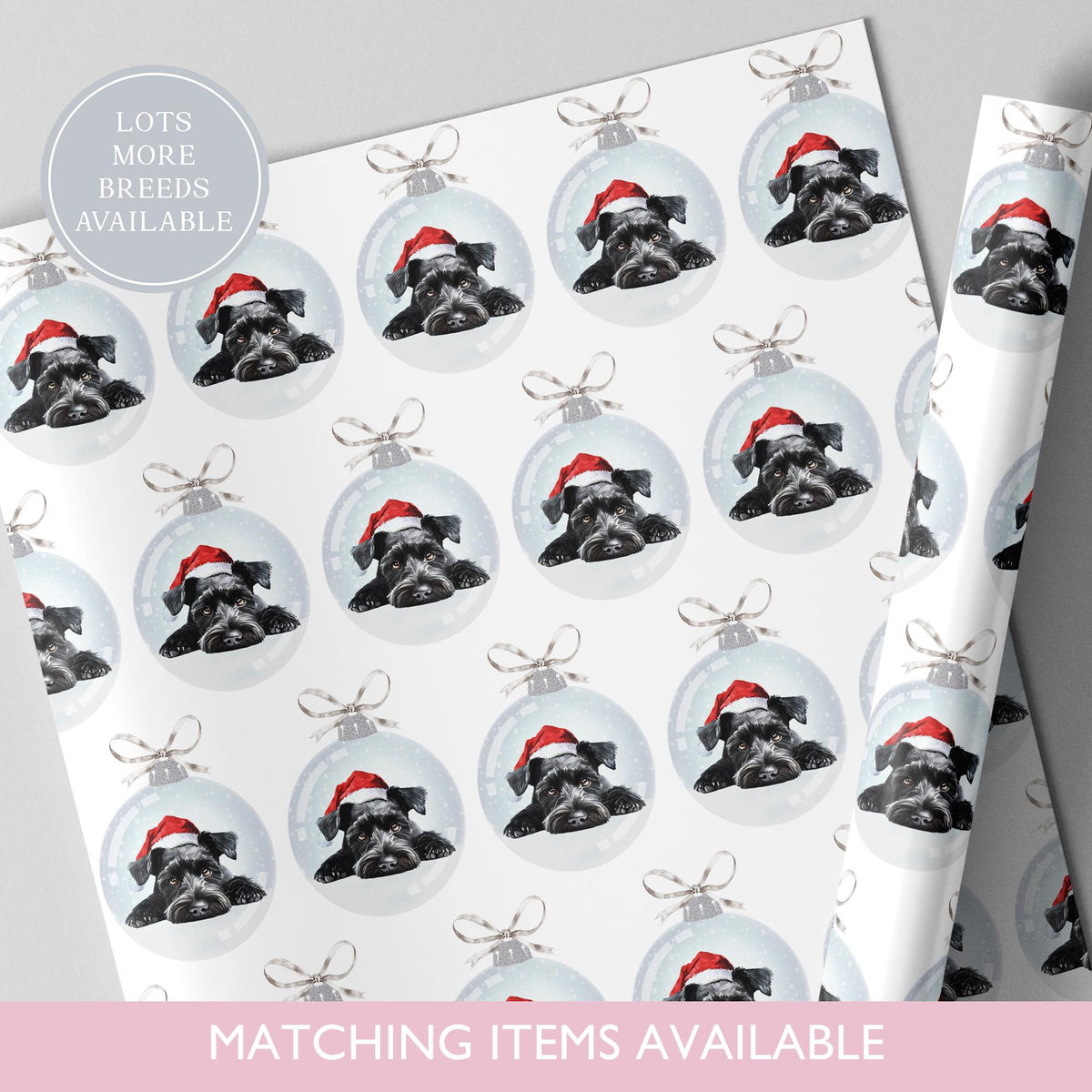 Miniature Schnauzer Christmas Bauble Wrapping Paper l Gift Wrap l Dog Xmas Paper l Christmas Pup l Dog Lover l Dog Mama l Fur Baby l Custom