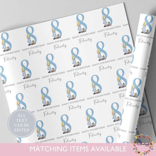 Personalised Alice In Wonderland Wrapping Paper l Custom Gift Wrap l Children's Birthday Theme l Kids Birthday