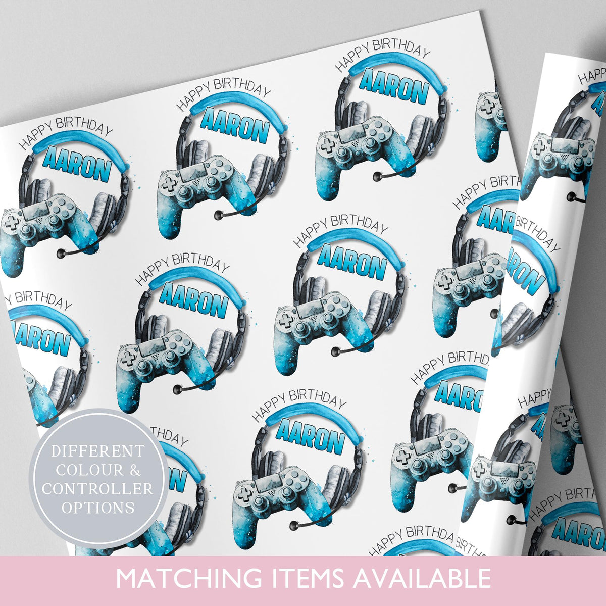 Personalised Gamer Wrapping Paper l Custom Gift Wrap l Children's Birthday Theme l Kids Birthday l Gaming Theme