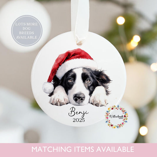 Personalised Border Collie Dog Christmas Tree Decoration l Dog Lover l Santa Dogs l Hanging Decoration l Hanging Ornament