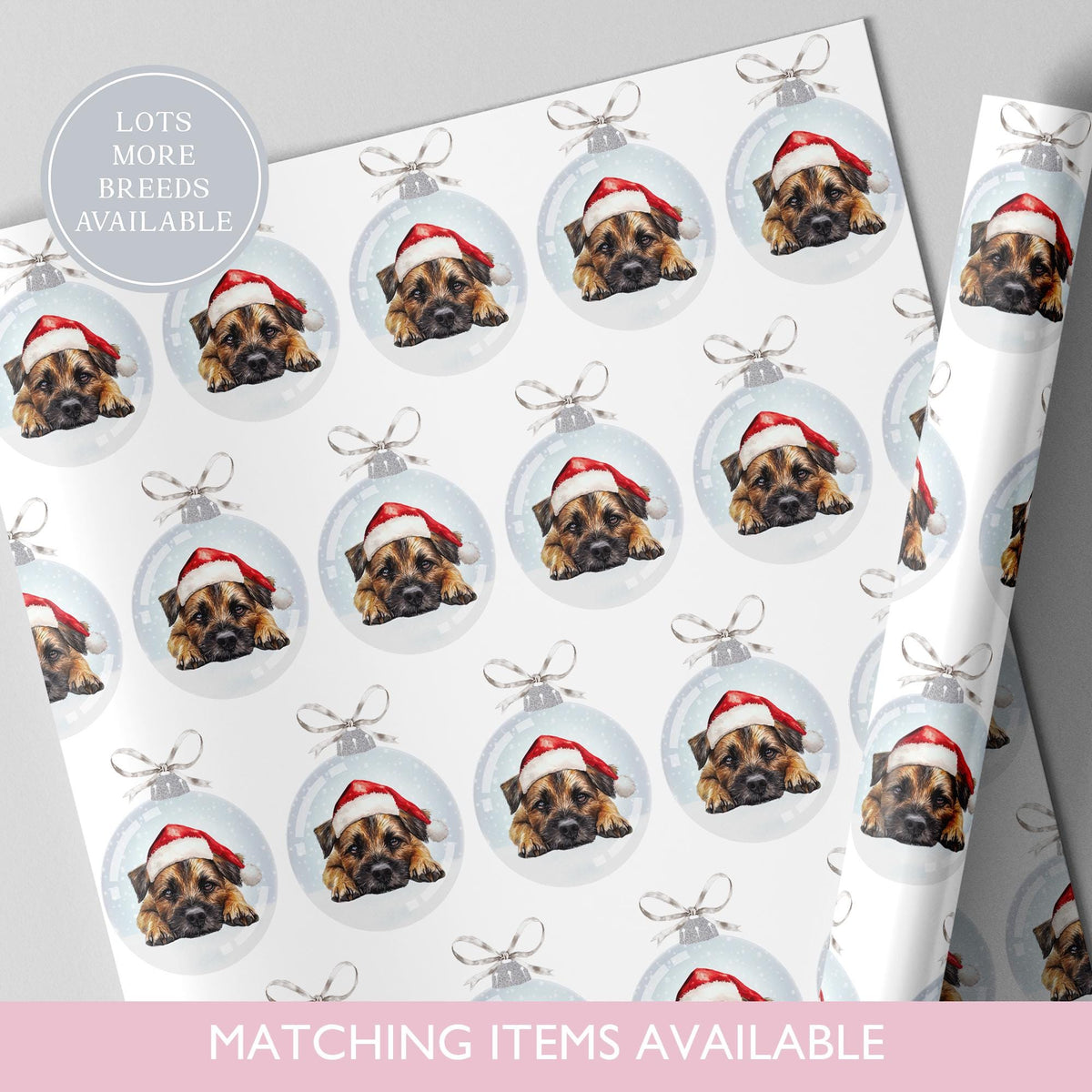 Border Terrier Christmas Bauble Wrapping Paper l Gift Wrap l Dog Xmas Paper l Christmas Pup l Dog Lover l Dog Mama l Fur Baby l Custom