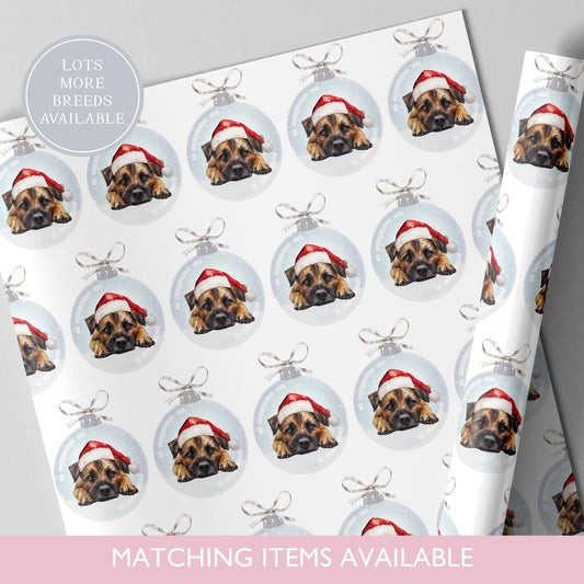 Border Terrier Christmas Bauble Wrapping Paper l Gift Wrap l Dog Xmas Paper l Christmas Pup l Dog Lover l Dog Mama l Fur Baby l Custom